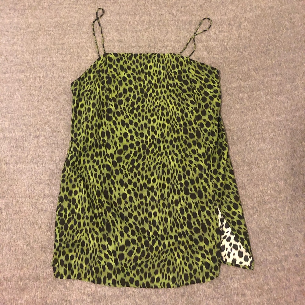 princess polly Green cheetah mini dress